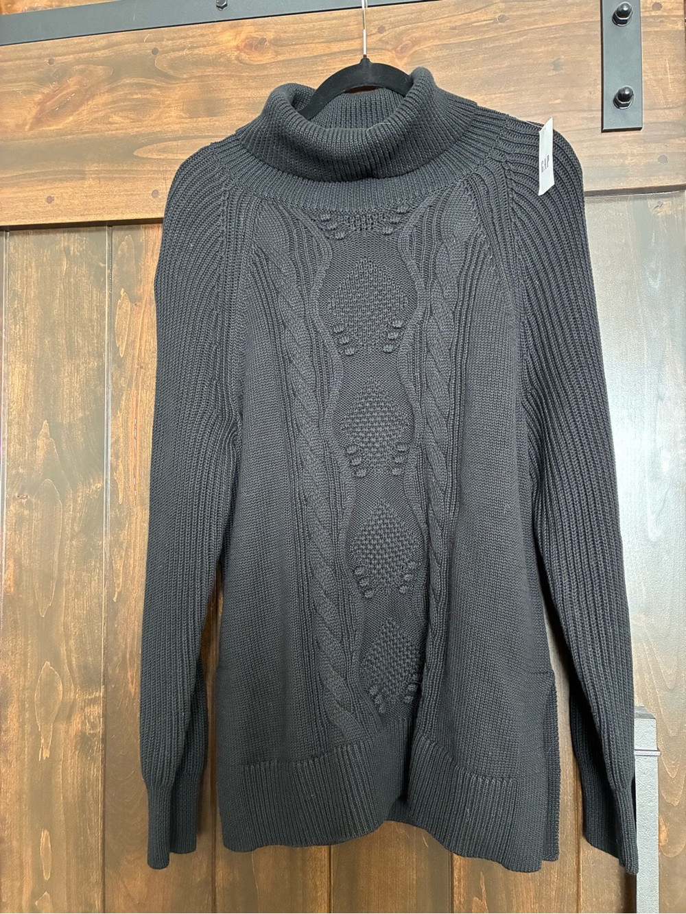 GAP Black Cable Knit Turtleneck Sweater
